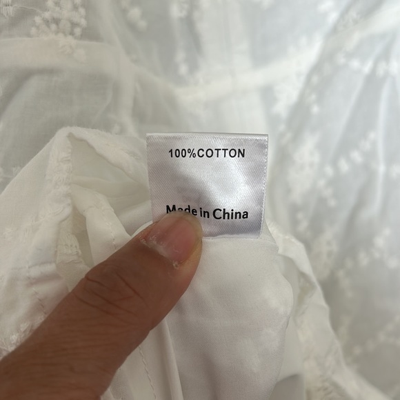 Princess Polly White Rose Eyelet Puff Sleeve Ruched Tie Bust Mini Dress - Picture 10 of 12